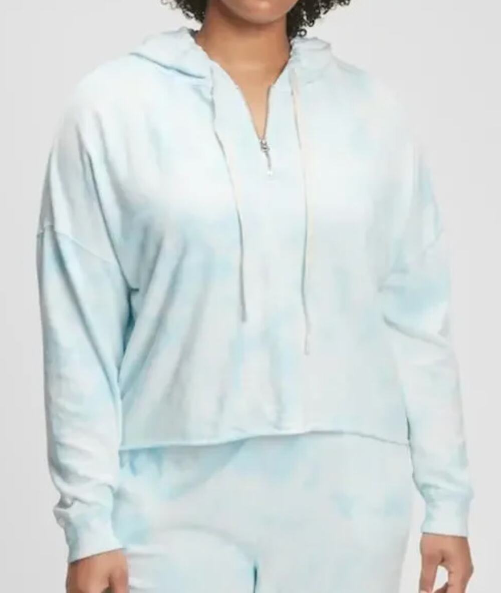 GAP Tie Dye Sky Crop French Terry Zip Hoodie size Large